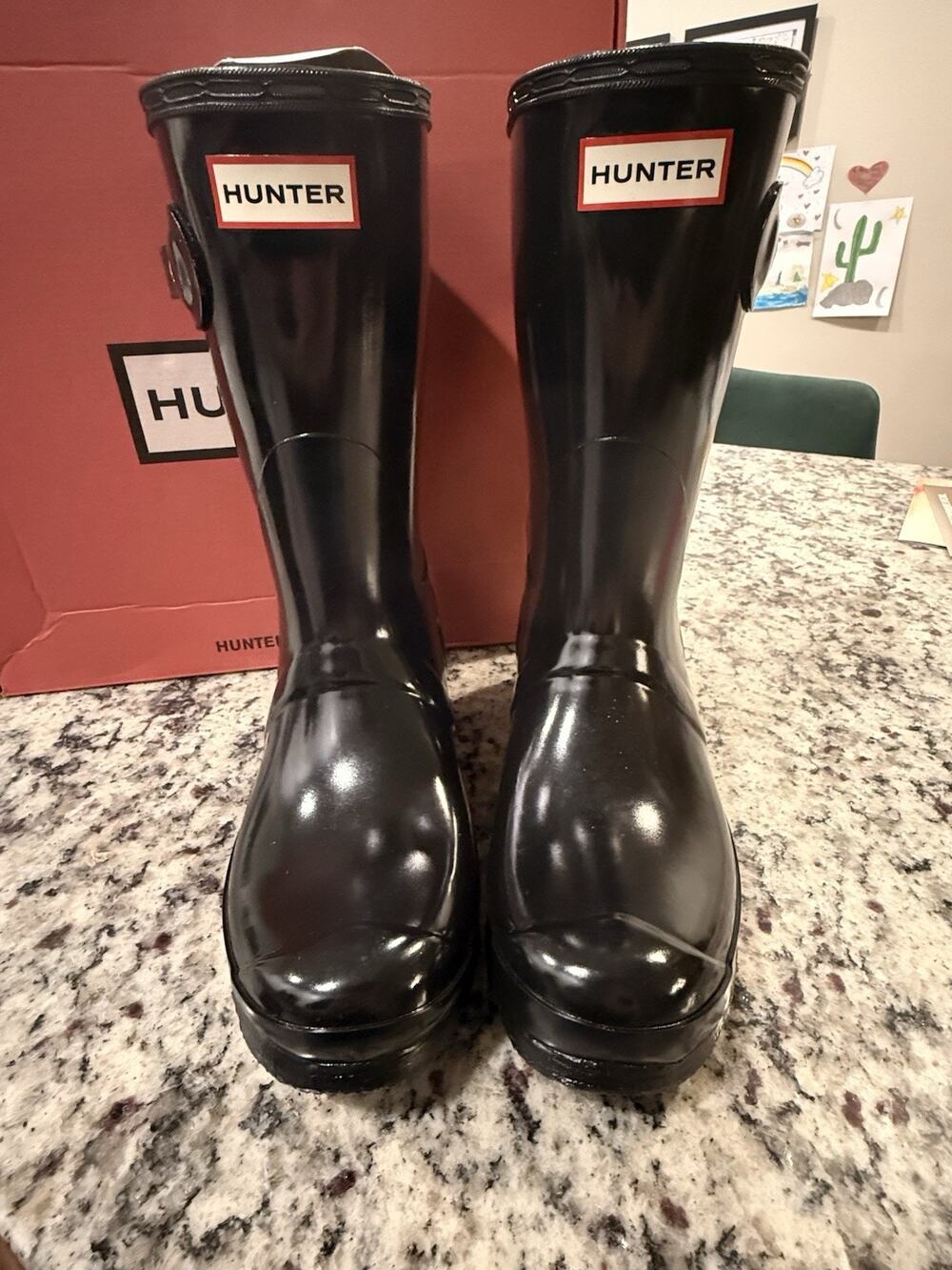 NEW Hunter Original Short Gloss Rain Boots – Black – Women’s Size 8 – BOXED